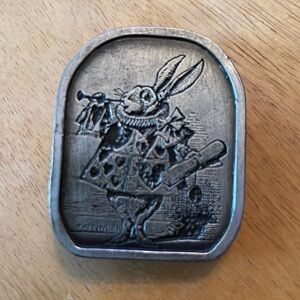 Vintage 1974 Alice in Wonderland White Rabbit Belt Buckle